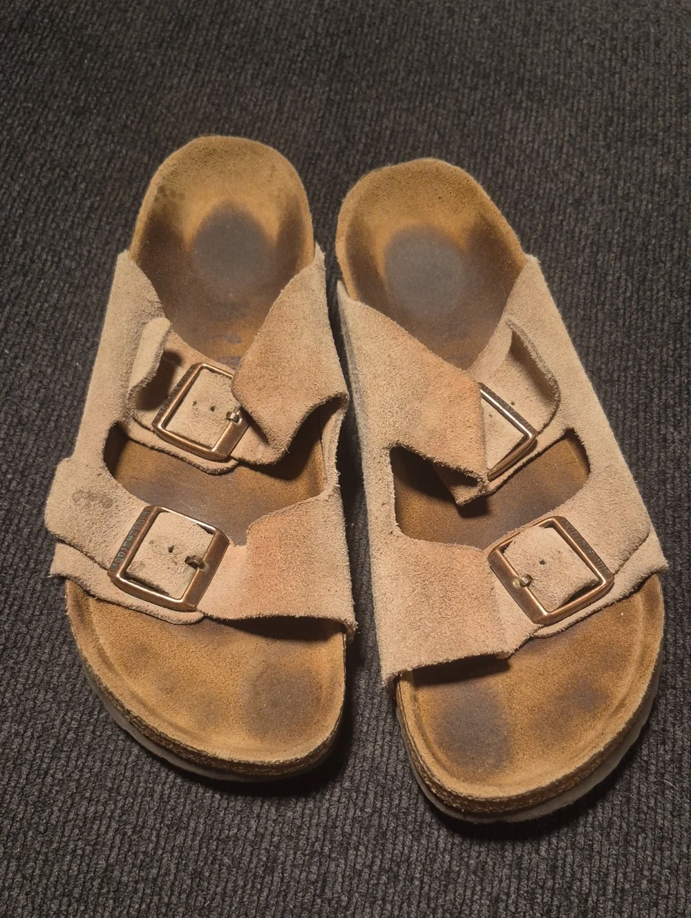 Birkenstock Men's Double-Buckle Suede Sandals in Light Brown
